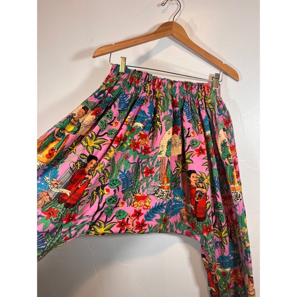 RitaNoTiara Harem Pants Womens Pink Frida Kahlo Graphic Print Dropped Crotch - Picture 2 of 4